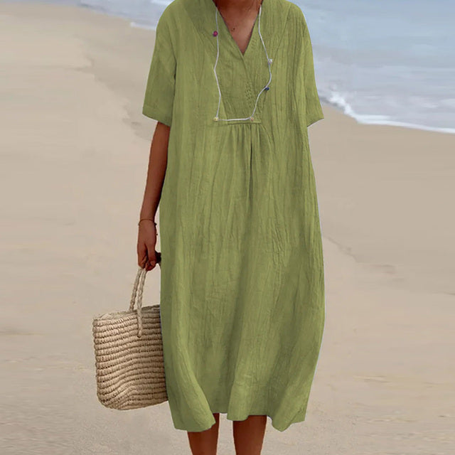 MW | Midikleid mit V-Ausschnitt