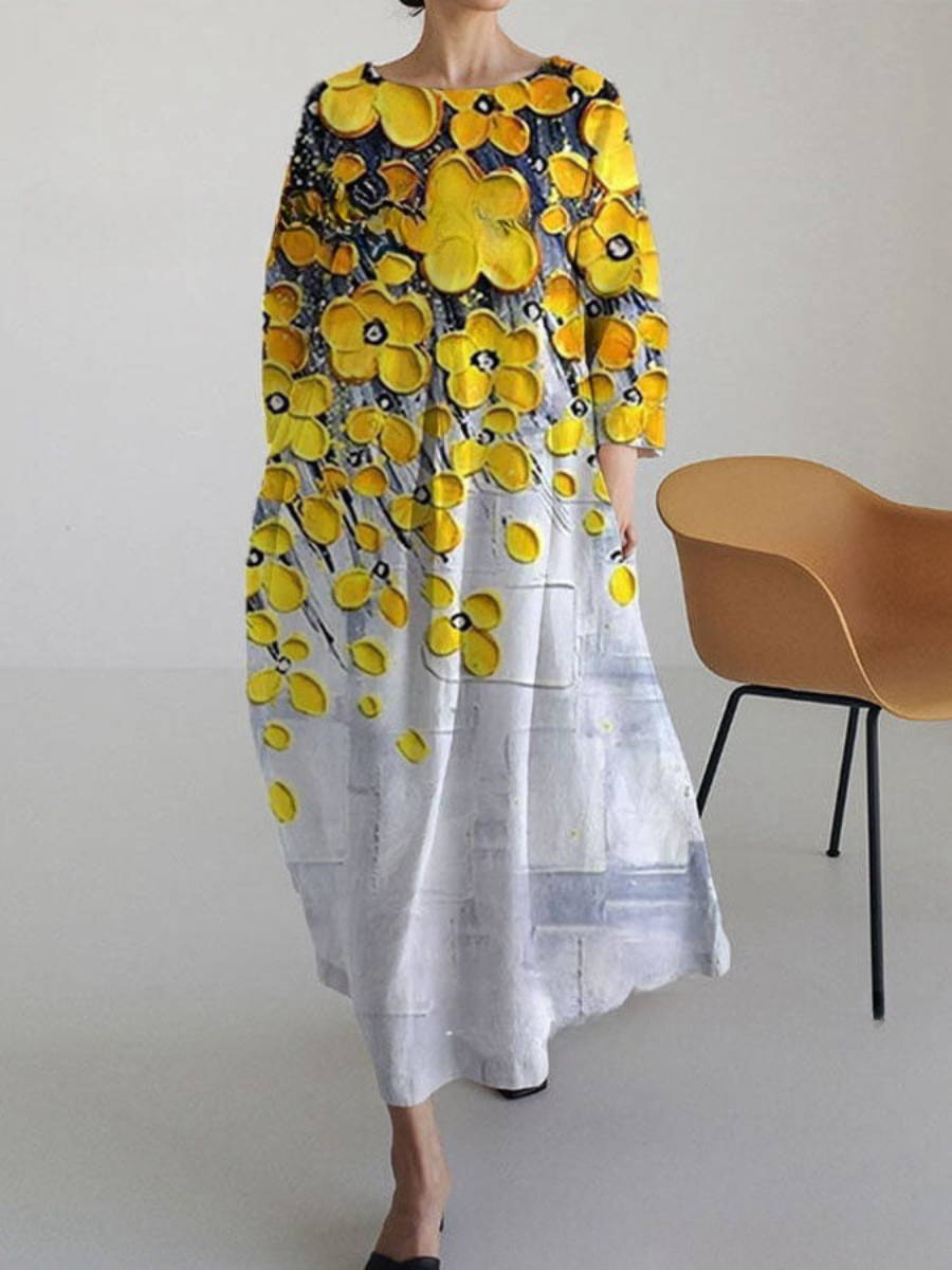 MW | Schickes Maxikleid mit stylischem hellem Druck