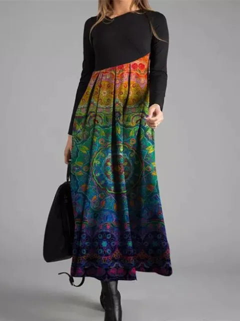 MW | Geometrisches Patchwork-Maxikleid