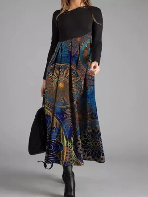 MW | Geometrisches Patchwork-Maxikleid