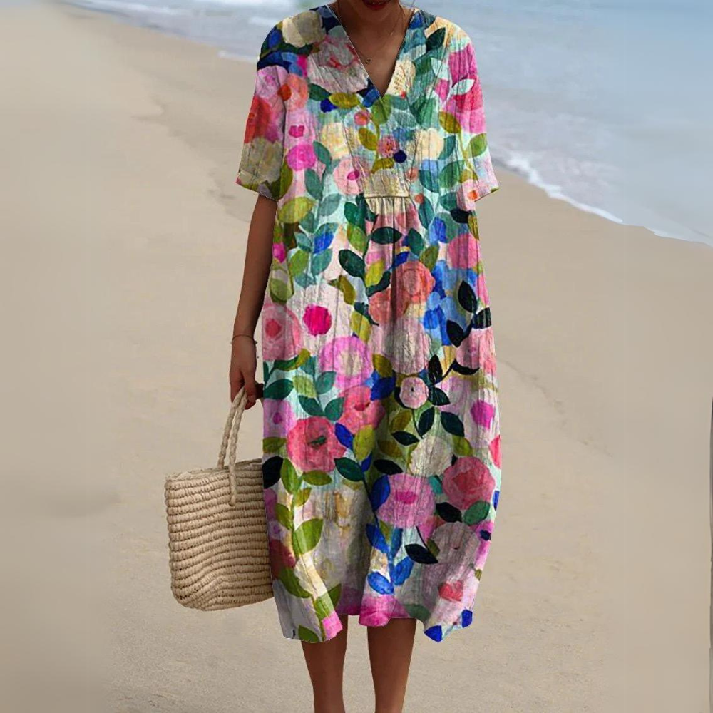 MW | Midikleid mit böhmischem Blumenmuster