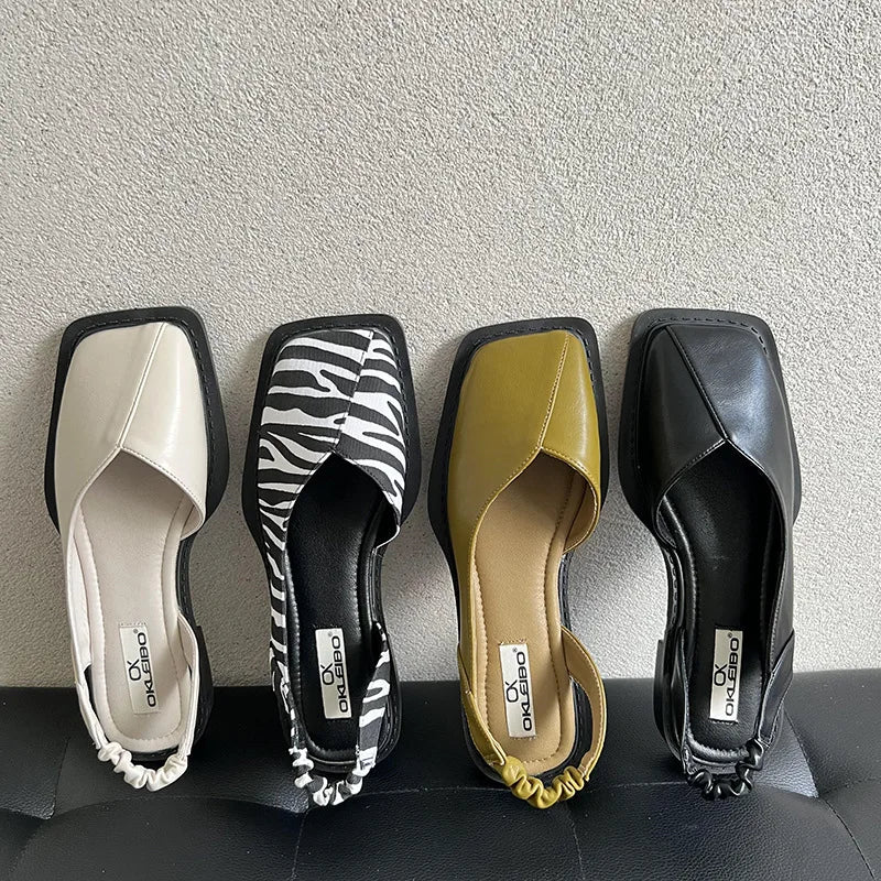 Nelly Designers | Damen-Slingback-Sandalen mit eckiger Zehenpartie