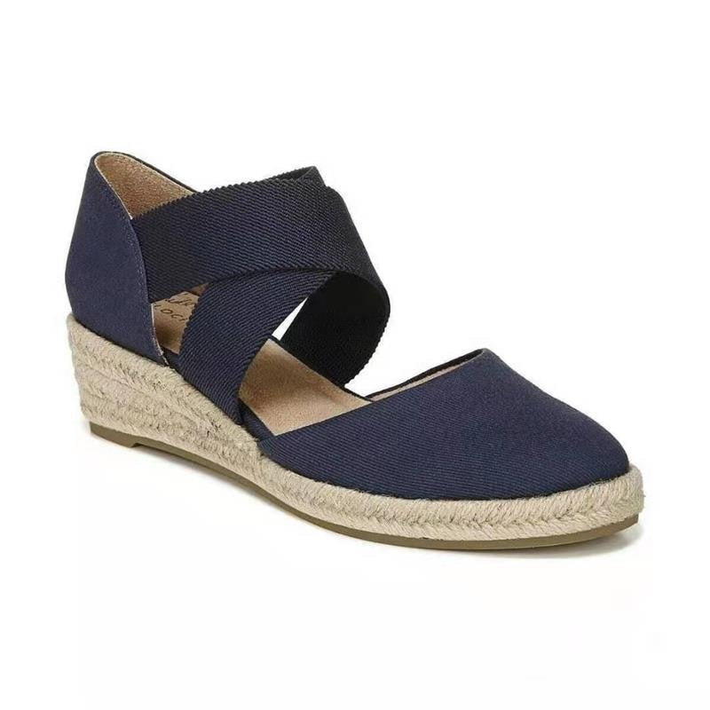 Nelly Designers | Damen Espadrille-Keilsandaletten mit Kreuzriemen