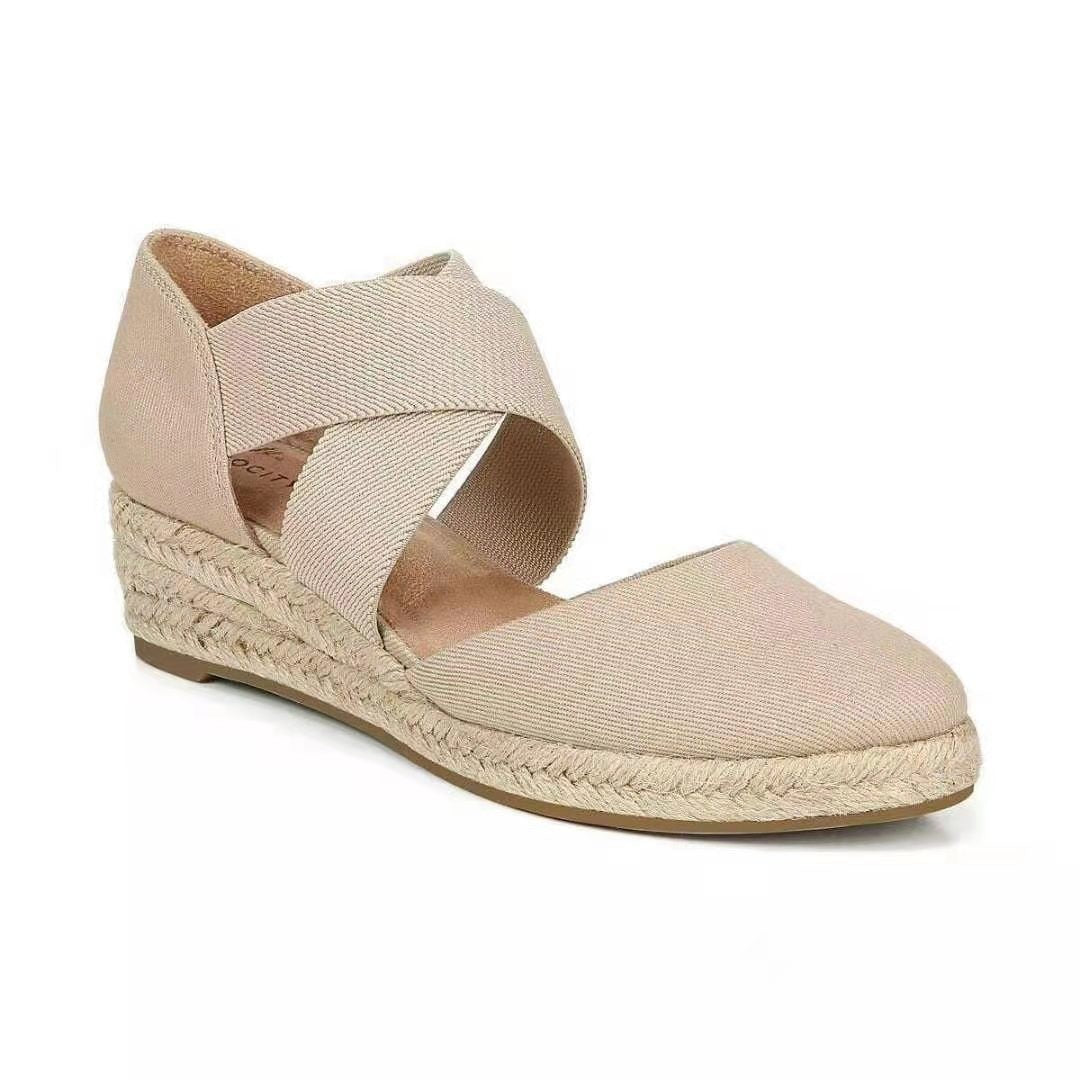 Nelly Designers | Damen Espadrille-Keilsandaletten mit Kreuzriemen