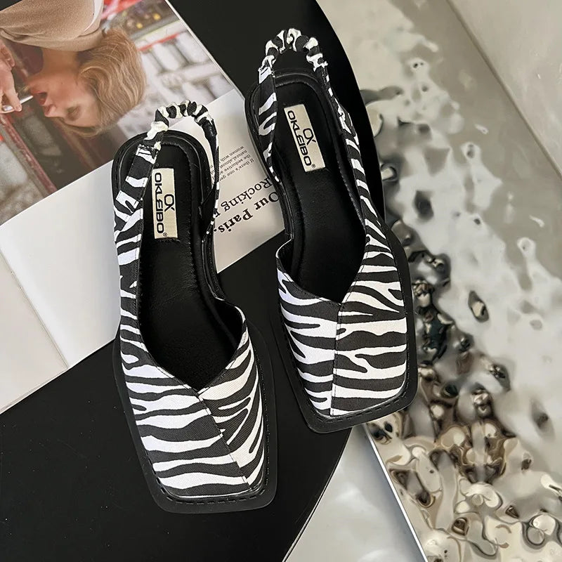 Nelly Designers | Damen-Slingback-Sandalen mit eckiger Zehenpartie