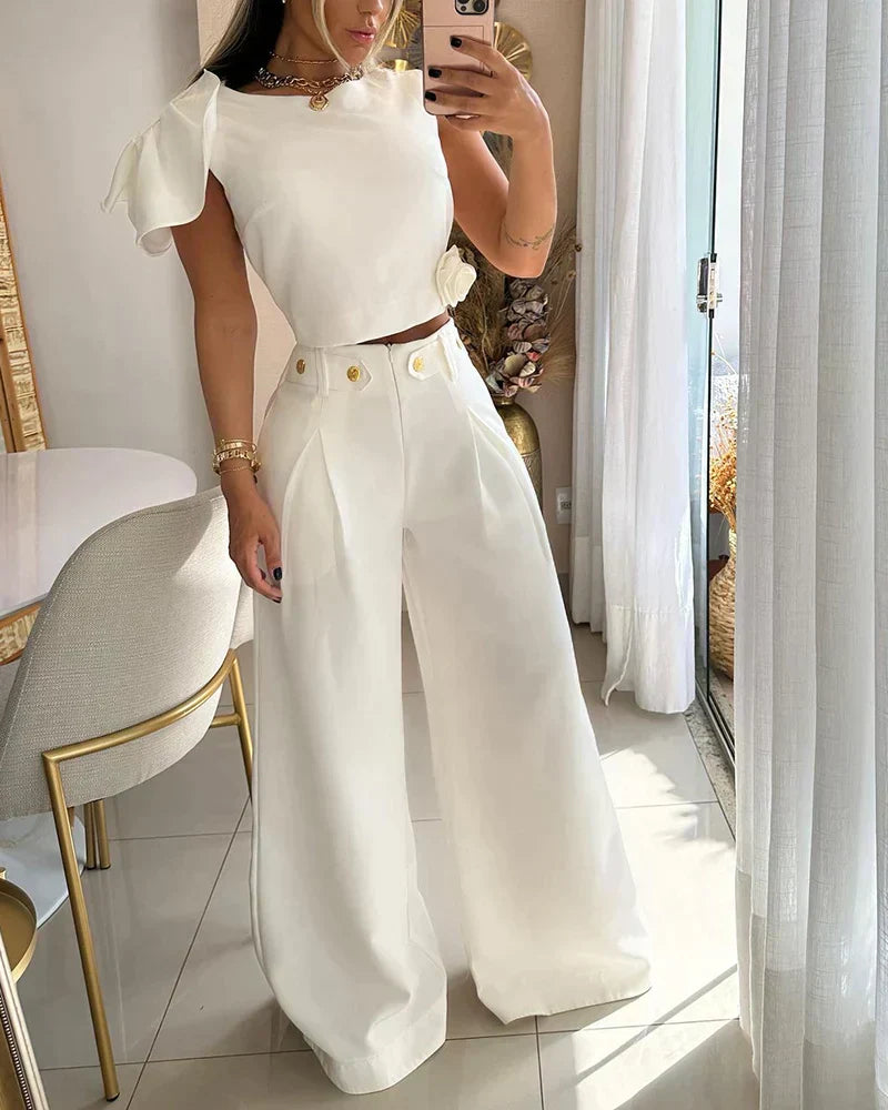 MW | Zweiteiliges Set - Ärmelloses T-Shirt und weite Hose