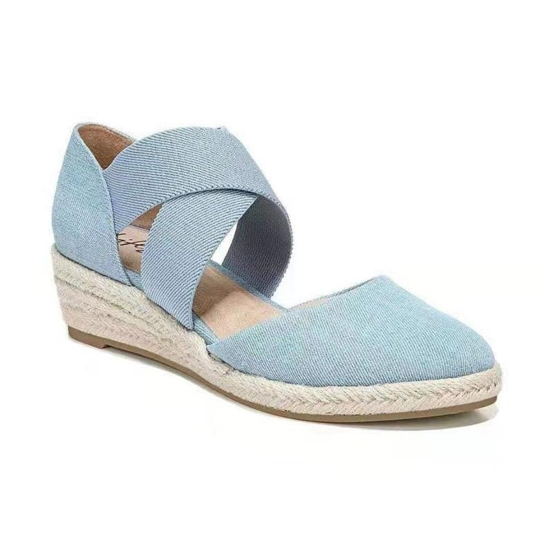 Nelly Designers | Damen Espadrille-Keilsandaletten mit Kreuzriemen