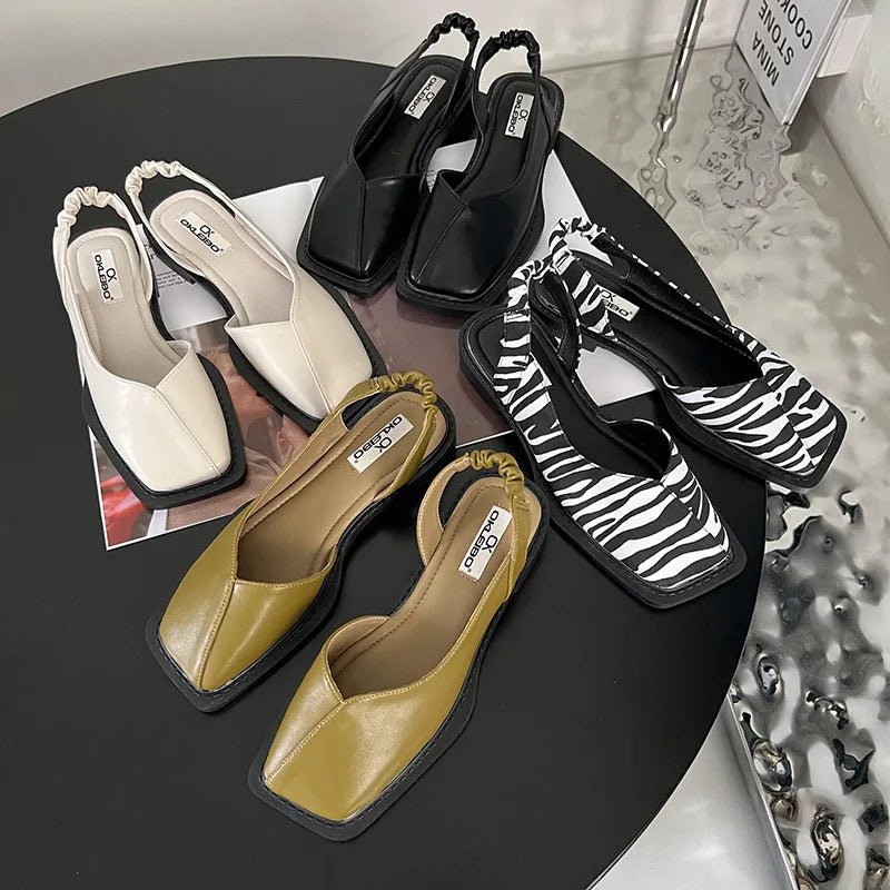 Nelly Designers | Damen-Slingback-Sandalen mit eckiger Zehenpartie