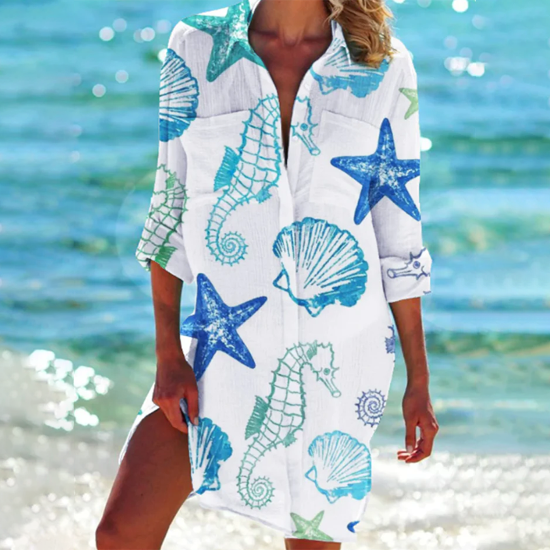 MW | Buntes Button-Up midi kleid