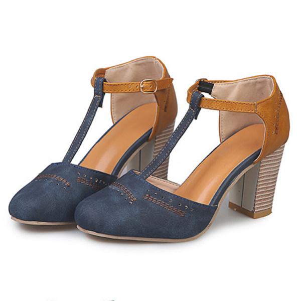 Nelly Designers | Retro Damen T-Strap Pumps mit Blockabsatz