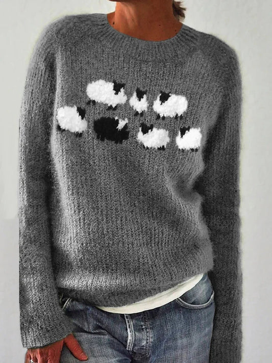 MW | Grüner Pullover mit langen Ärmeln und Aufdruck
