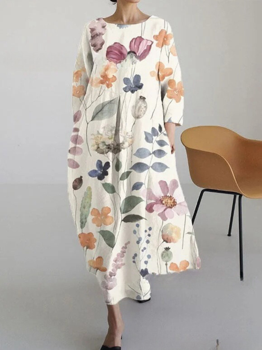 MW | Schickes Maxikleid mit stylischem hellem Druck