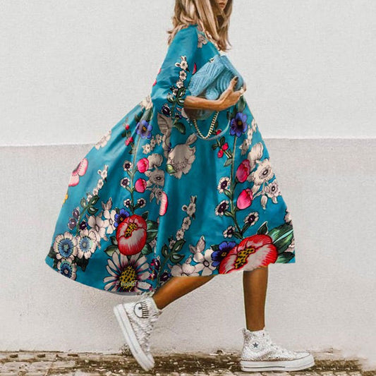 MW | Fließendes Midikleid mit Blumenmuster