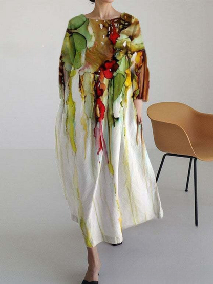 MW | Schickes Maxikleid mit stylischem hellem Druck