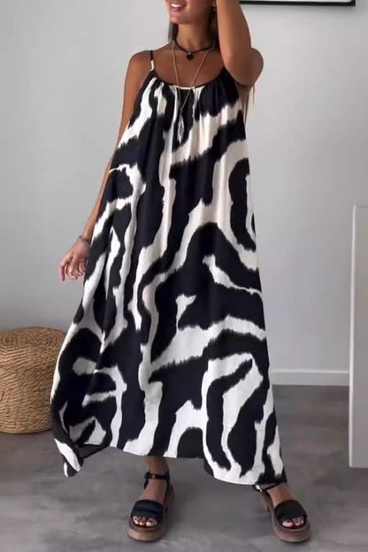 MW | Zebra Print Locker Lässig Hosenträger Maxirock
