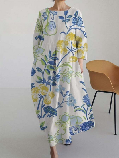 MW | Schickes Maxikleid mit stylischem hellem Druck
