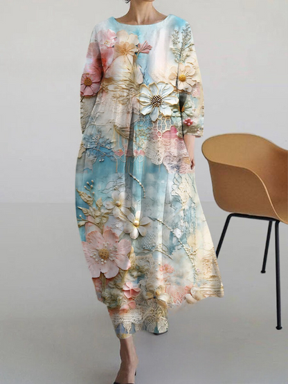 MW | Schickes Maxikleid mit stylischem hellem Druck