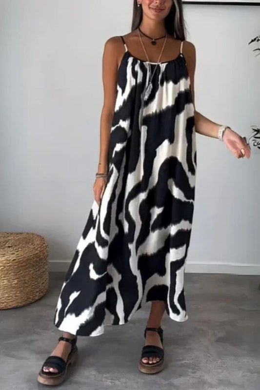 MW | Zebra Print Locker Lässig Hosenträger Maxirock