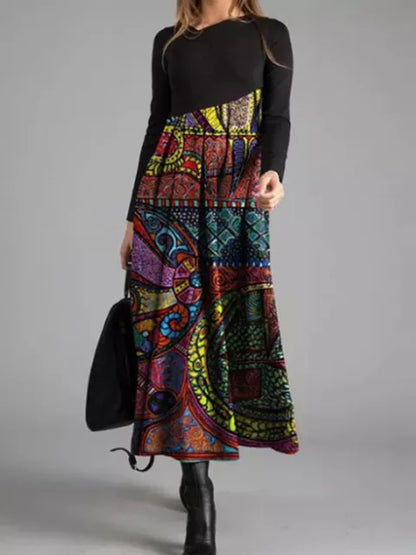 MW | Geometrisches Patchwork-Maxikleid