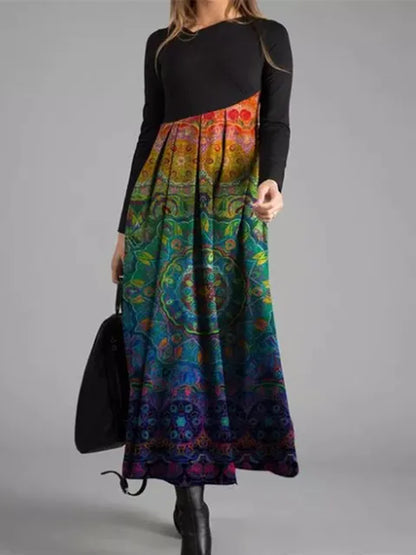 MW | Geometrisches Patchwork-Maxikleid