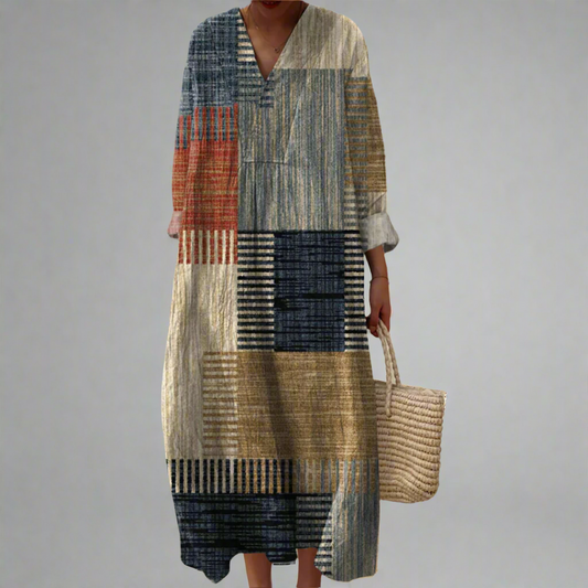 MW | Maxikleid Patchwork Erdfarben