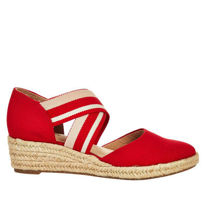 Nelly Designers | Damen Espadrille-Keilsandaletten mit Kreuzriemen