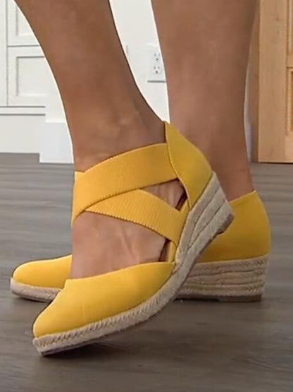 Nelly Designers | Damen Espadrille-Keilsandaletten mit Kreuzriemen