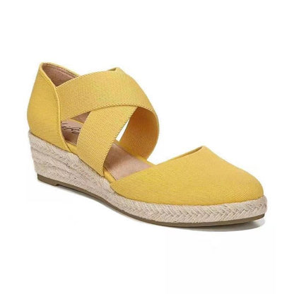 Nelly Designers | Damen Espadrille-Keilsandaletten mit Kreuzriemen
