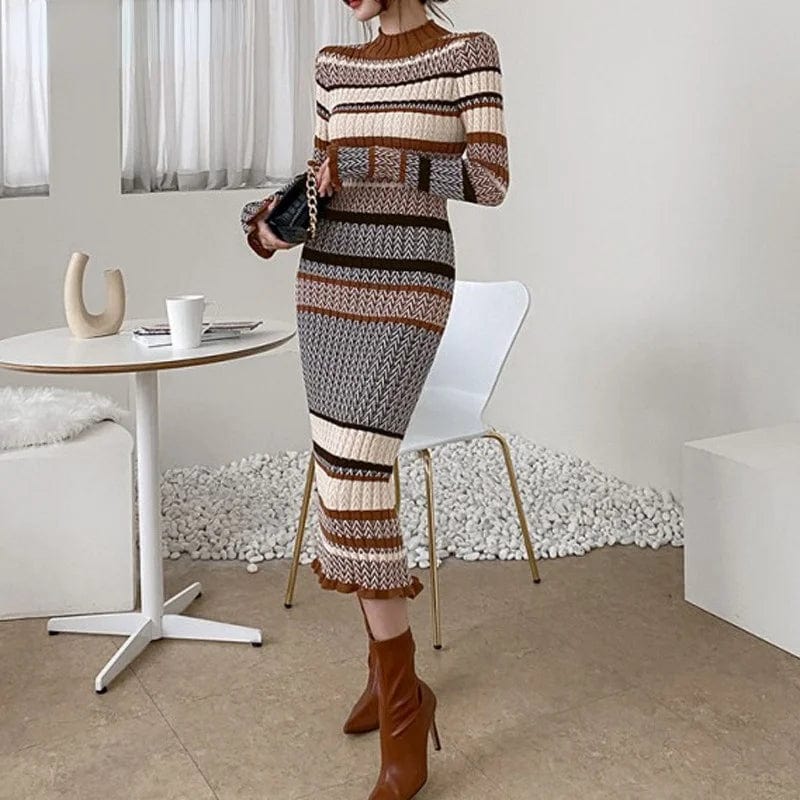 MW | Elegantes Damen-Stretch-Strickkleid
