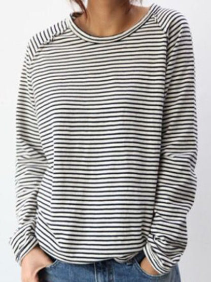 MW | Basic-Bluse mit langen Ärmeln aus Baumwolle in Weiß und Schwarz