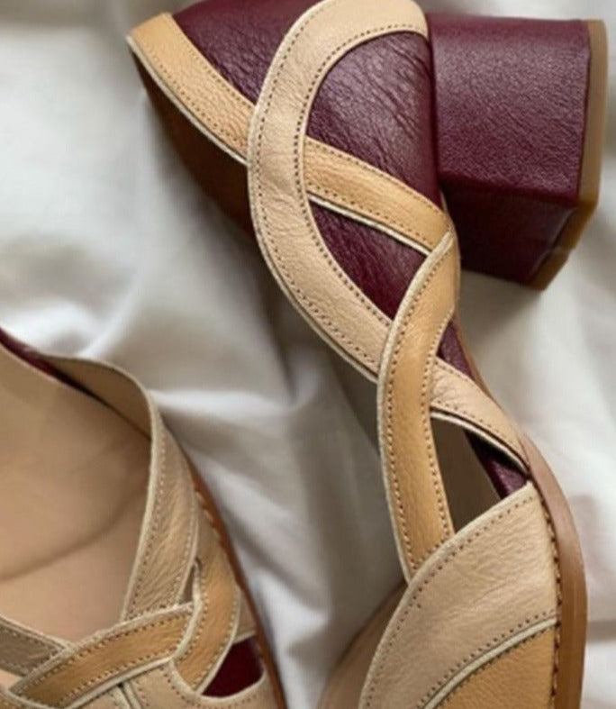 Nelly Designers | Damen Retro-Sandaletten mit Blockabsatz